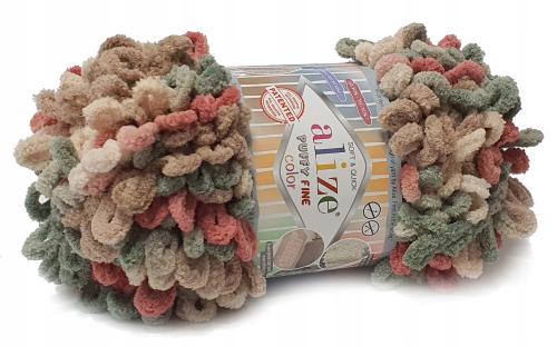 Włóczka na palce PUFFY FINE COLOR 6039 zeleń/beż  - Sklep i pasmanteria Niteczka