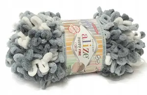 Włóczka na palce PUFFY FINE COLOR 5925 szary/biały