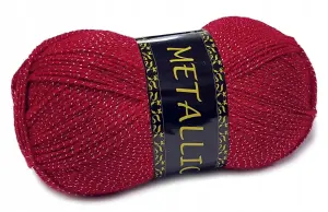 METALLIC włóczka AKRYL 100g-400m KRWISTA CZERWIEŃ