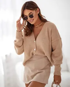 Sweter kardigan krótki beige