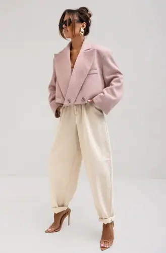 Krótka kurtka Premium Maeve SEMRE pink ONE SIZE  - Sklep i pasmanteria Niteczka