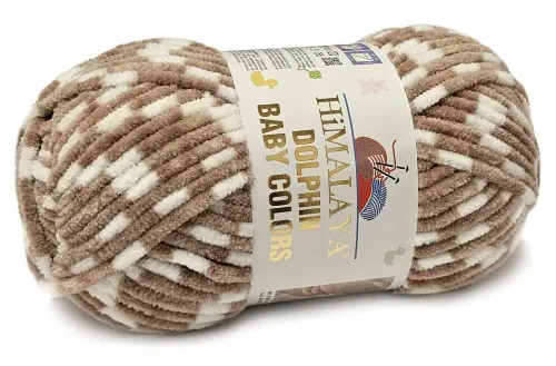 HIMALAYA GRUBA włóczka DOLPHIN BABY COLORS 80437 brązowo-biała  - Sklep i pasmanteria Niteczka
