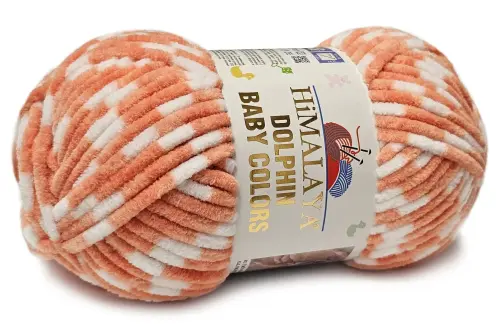 HIMALAYA GRUBA włóczka DOLPHIN BABY COLORS 80434 morelowo-biała  - Sklep i pasmanteria Niteczka