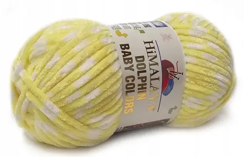 HIMALAYA GRUBA włóczka DOLPHIN BABY COLORS 80426 żółto-biały  - Sklep i pasmanteria Niteczka