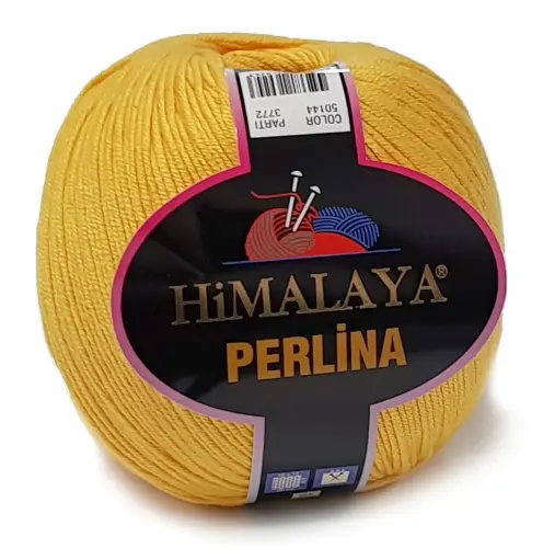 PERLINA włóczka BAWEŁNA 50% AKRYL 100g żółty 144  - Sklep i pasmanteria Niteczka