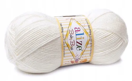 Włóczka dla dzieci ALIZE BABY BEST miękka i delikatna biała 55  - Sklep i pasmanteria Niteczka