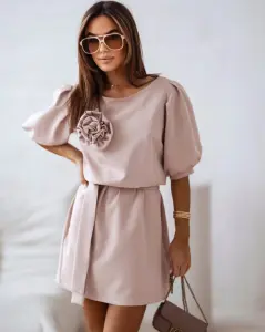 Sukienka beżowa z odpinaną różą E.M.G 42 XL