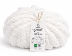 GRUBA Włóczka BLANKET 300g na KOC Chenille do robienia PALCAMI biała 301