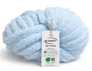 GRUBA Włóczka BLANKET 300g na KOC Chenille do robienia PALCAMI błękitna 306