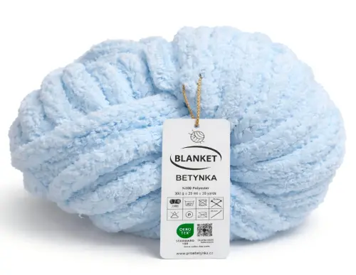 GRUBA Włóczka BLANKET 300g na KOC Chenille do robienia PALCAMI błękitna 306  - Sklep i pasmanteria Niteczka