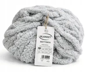 GRUBA Włóczka BLANKET 300g na KOC Chenille do robienia PALCAMI siwa 325