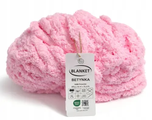 GRUBA Włóczka BLANKET 300g na KOC Chenille do robienia PALCAMI różowa 319  - Sklep i pasmanteria Niteczka