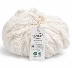 GRUBA Włóczka BLANKET 300g na KOC Chenille do robienia PALCAMI ecru 363